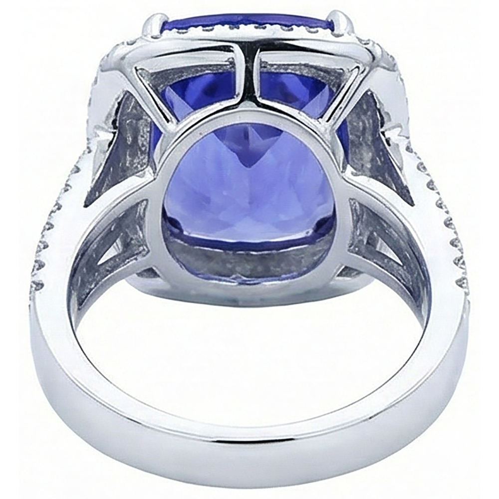 5 Carat Ring Tanzanite Cushion Natural Earth Mined Diamonds Solid White Gold