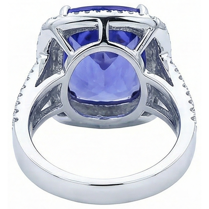 5 Carat Ring Tanzanite Cushion Natural Earth Mined Diamonds Solid White Gold