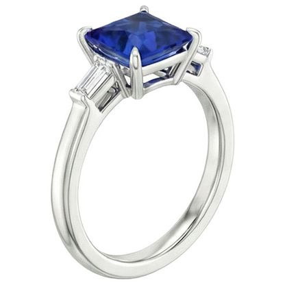 5 Carat Sapphire And Natural Earth Mined Diamond Engagement Ring