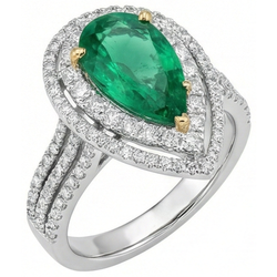 5 Carats Beautiful Pear Green Emerald GIA Natural Earth Mined Diamond Ring White Gold 14K