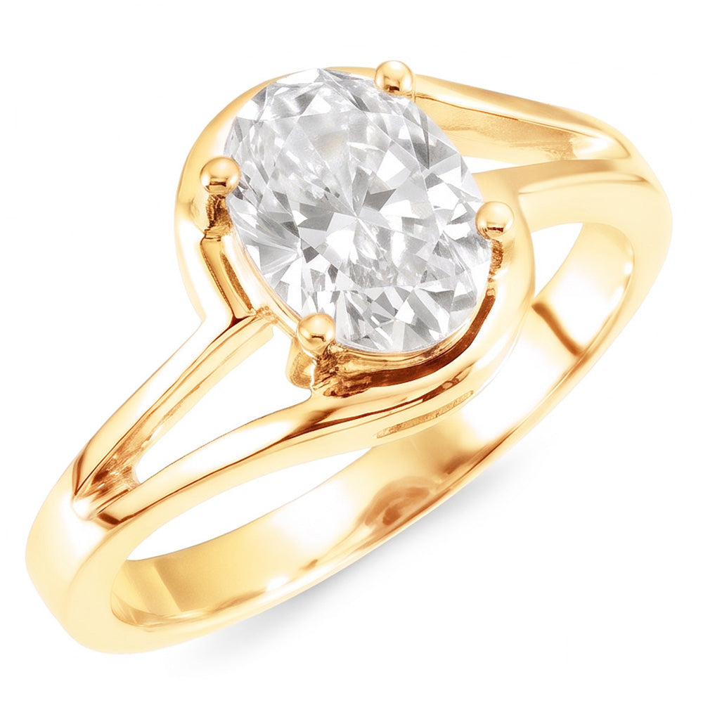 5 Carats Oval Natural Diamond Old Miner Split Shank Yellow Gold Ring