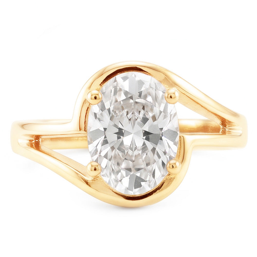 5 Carats Oval Natural Diamond Old Miner Split Shank Yellow Gold Ring