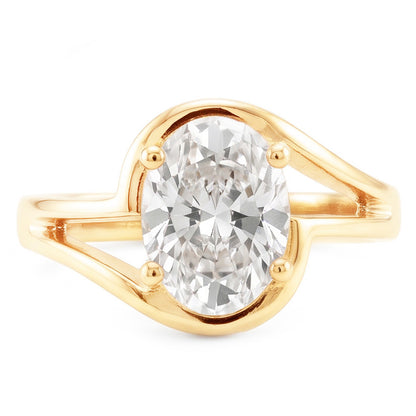 5 Carats Oval Natural Diamond Old Miner Split Shank Yellow Gold Ring
