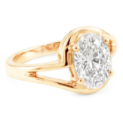 5 Carats Oval Natural Diamond Old Miner Split Shank Yellow Gold Ring