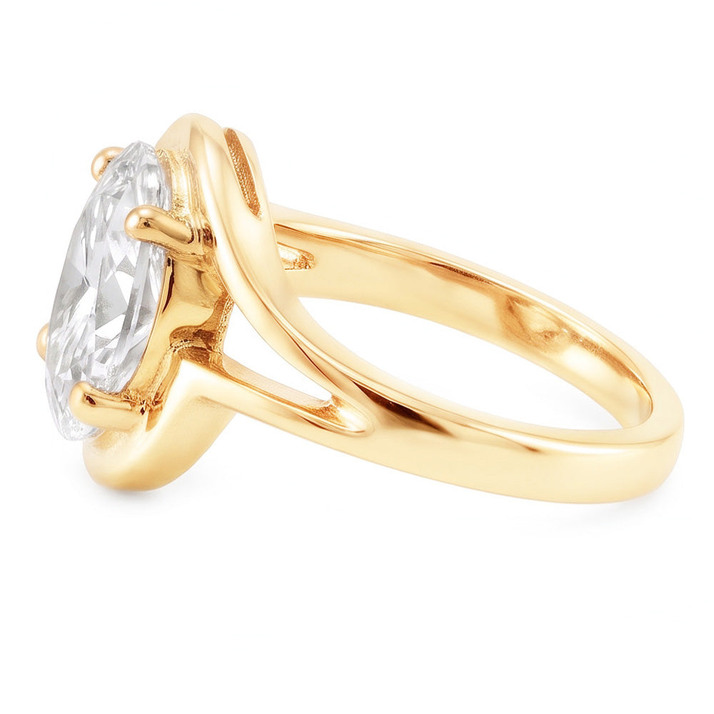 5 Carats Oval Natural Diamond Old Miner Split Shank Yellow Gold Ring