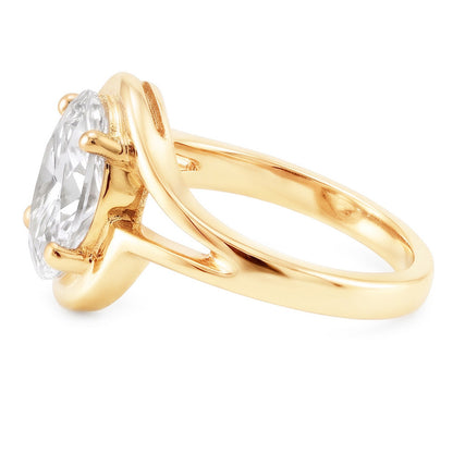 5 Carats Oval Natural Diamond Old Miner Split Shank Yellow Gold Ring
