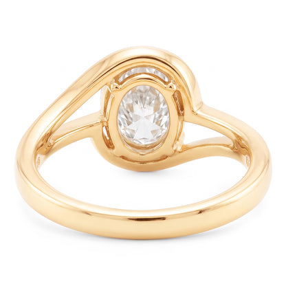 5 Carats Oval Natural Diamond Old Miner Split Shank Yellow Gold Ring