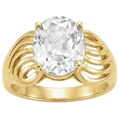 5 Carats Oval Old Miner Natural Real Diamond ( Not Lab Grown ) Ring Thick Shank Yellow Gold 14K