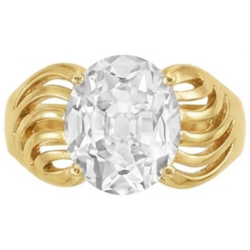 5 Carats Oval Old Miner Natural Real Diamond ( Not Lab Grown ) Ring Thick Shank Yellow Gold 14K