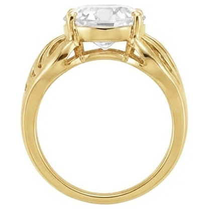 5 Carats Oval Old Miner Natural Real Diamond ( Not Lab Grown ) Ring Thick Shank Yellow Gold 14K