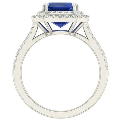 5 Ct. Blue Sapphire With Natural Earth Mined Diamond Ring Solitaire With Accents Jewelry