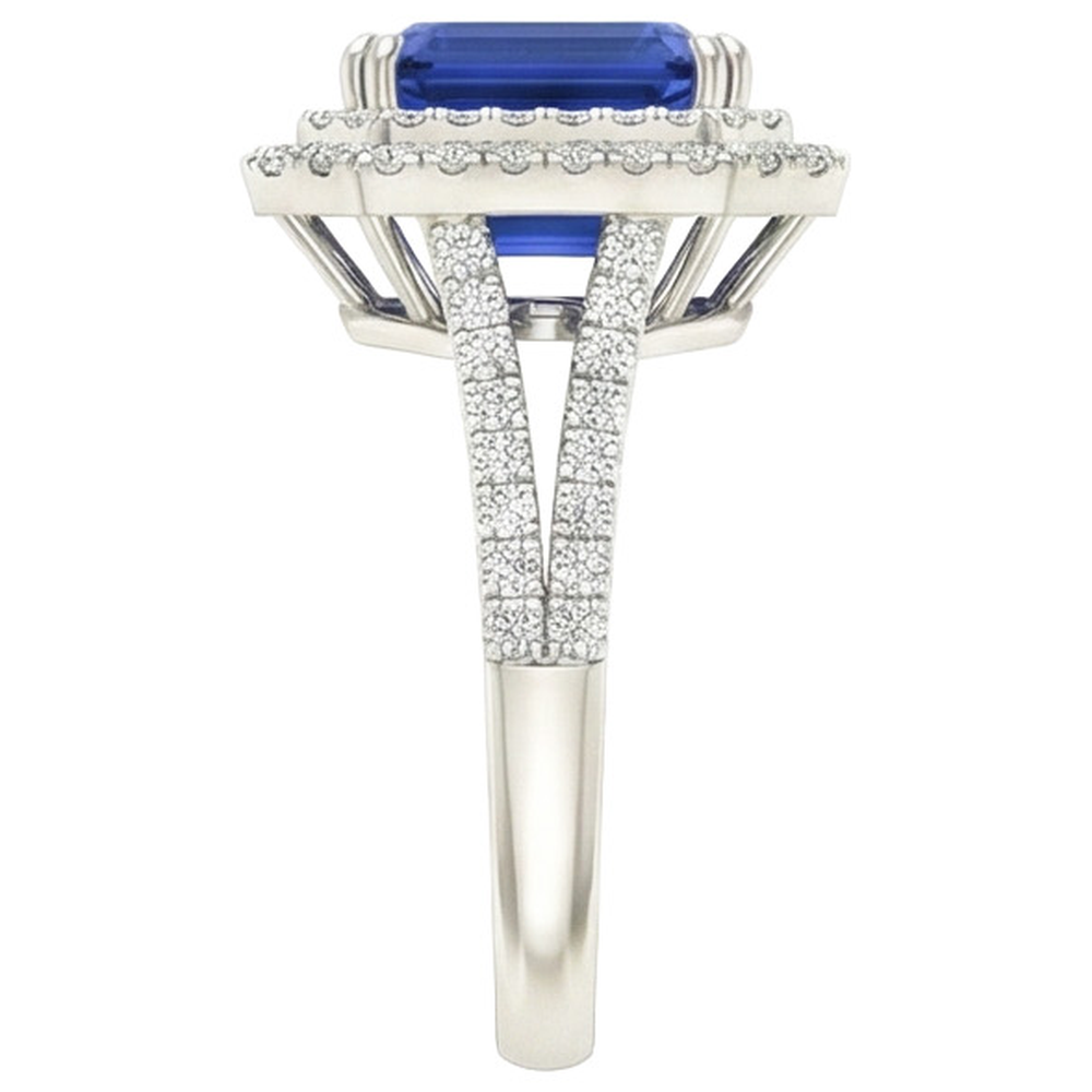 5 Ct. Blue Sapphire With Natural Earth Mined Diamond Ring Solitaire With Accents Jewelry