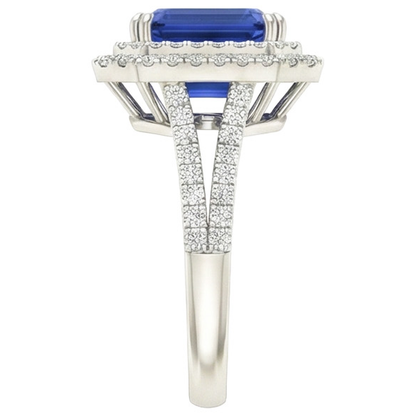 5 Ct. Blue Sapphire With Natural Earth Mined Diamond Ring Solitaire With Accents Jewelry