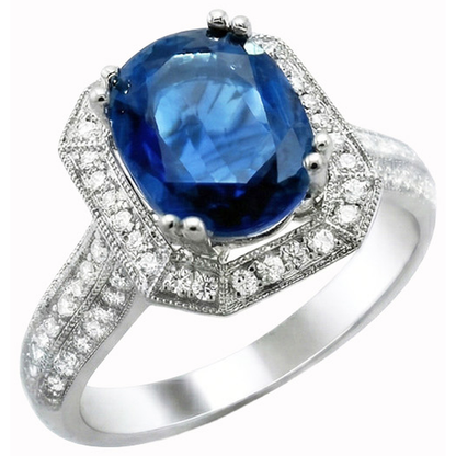 5 Ct. Ceylon Sapphire With Natural Earth Mined Diamonds Engagement Ring White Gold 14K