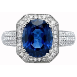 5 Ct. Ceylon Sapphire With Natural Earth Mined Diamonds Engagement Ring White Gold 14K