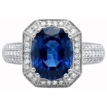 5 Ct. Ceylon Sapphire With Natural Earth Mined Diamonds Engagement Ring White Gold 14K