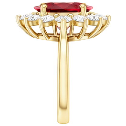 5 Ct Red Ruby Natural Earth Mined Diamond Wedding Ring 14K Yellow Gold