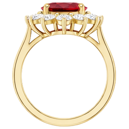 5 Ct Red Ruby Natural Earth Mined Diamond Wedding Ring 14K Yellow Gold