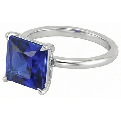 Natural Real ( Not Lab Grown )  5 Ct Square Cut Sapphire Solitaire Ring