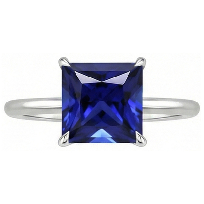 Natural Real ( Not Lab Grown )  5 Ct Square Cut Sapphire Solitaire Ring