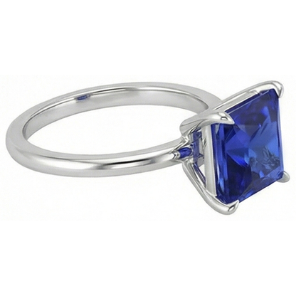 Natural Real ( Not Lab Grown )  5 Ct Square Cut Sapphire Solitaire Ring