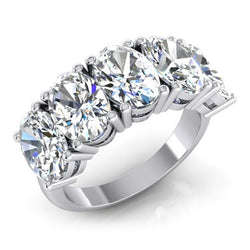 5 Stone Mined Natural Real Diamond ( Not Lab Grown ) Anniversary Band Gold Oval Cut Jewelry 5 Carats