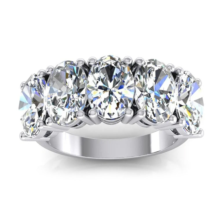5 Stone Mined Natural Real Diamond ( Not Lab Grown ) Anniversary Band Gold Oval Cut Jewelry 5 Carats