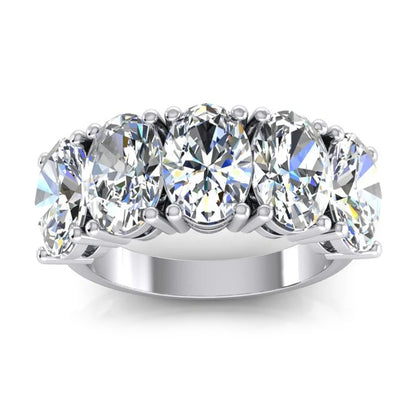 5 Stone Mined Natural Real Diamond ( Not Lab Grown ) Anniversary Band Gold Oval Cut Jewelry 5 Carats