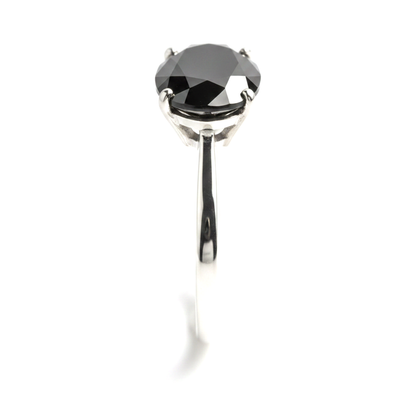 2 Carat Oval Black Diamond Solitaire Ring Natural 14K White Gold