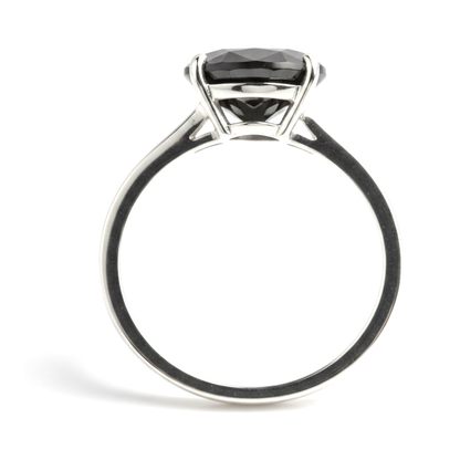 2 Carat Oval Black Diamond Solitaire Ring Natural 14K White Gold