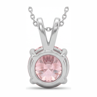 5 Carat Round Pink Lab Grown Diamond Solitaire Pendant 14K White Gold