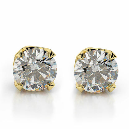 5.00 Carats Sparkling Lab Grown Diamonds Studs Earrings Gold Yellow 14K