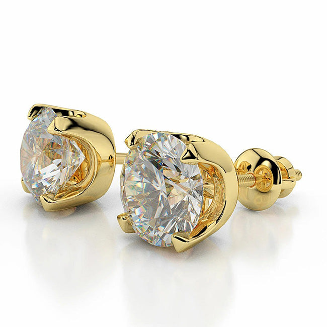 5.00 Carats Sparkling Lab Grown Diamonds Studs Earrings Gold Yellow 14K