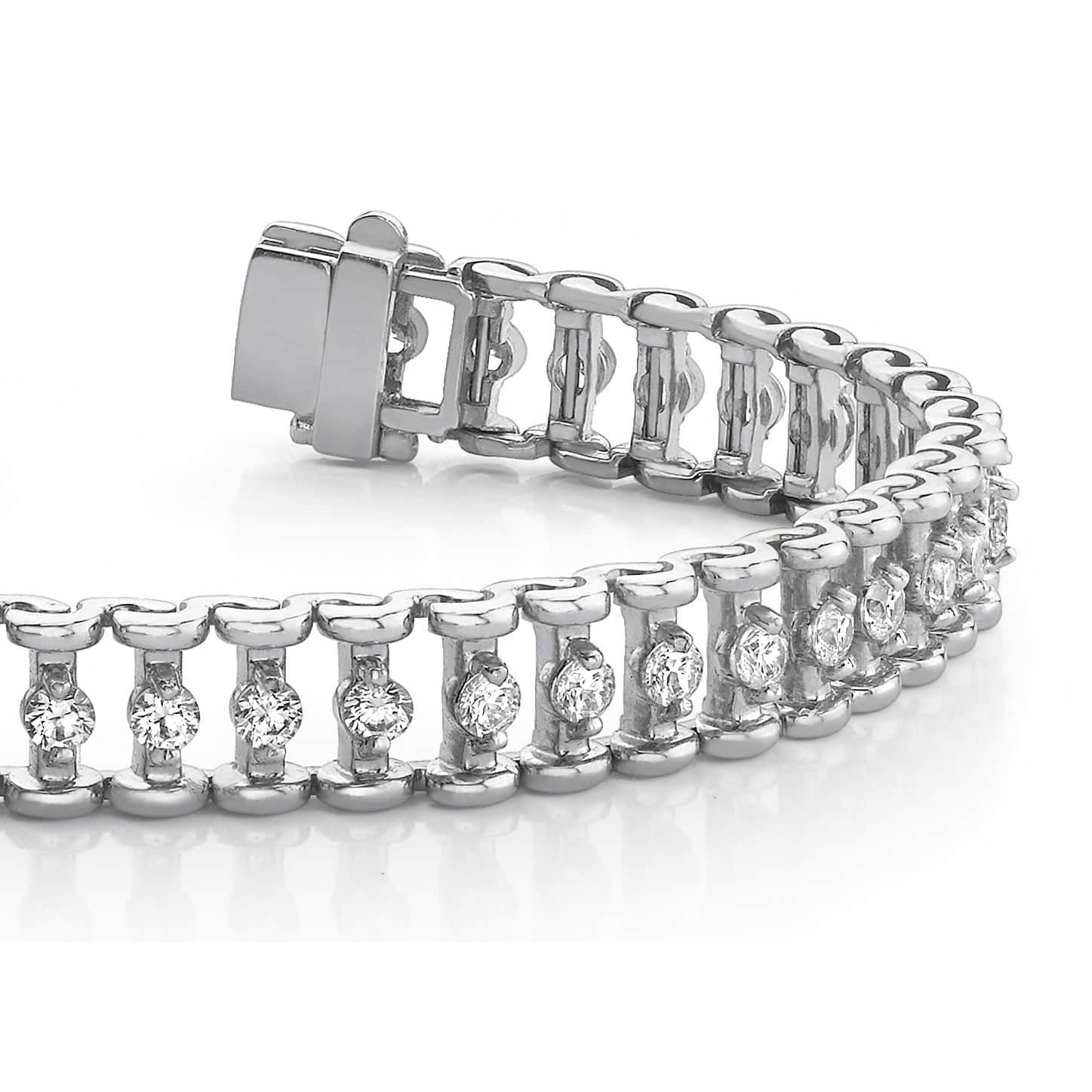 5.05 Ct Round Prong Setting Link Lab Grown Diamond Bracelet White Gold Jewelry