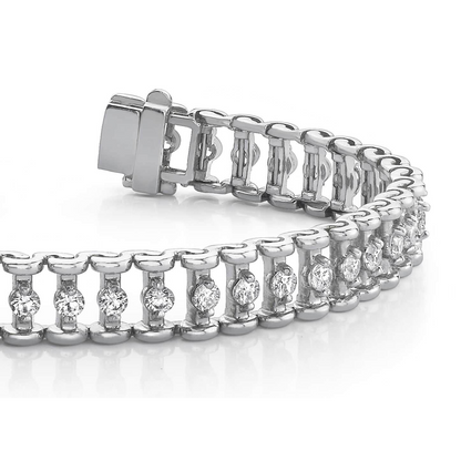 5.05 Ct Round Prong Setting Link Lab Grown Diamond Bracelet White Gold Jewelry