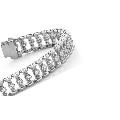 5.05 Ct Round Prong Setting Link Lab Grown Diamond Bracelet White Gold Jewelry