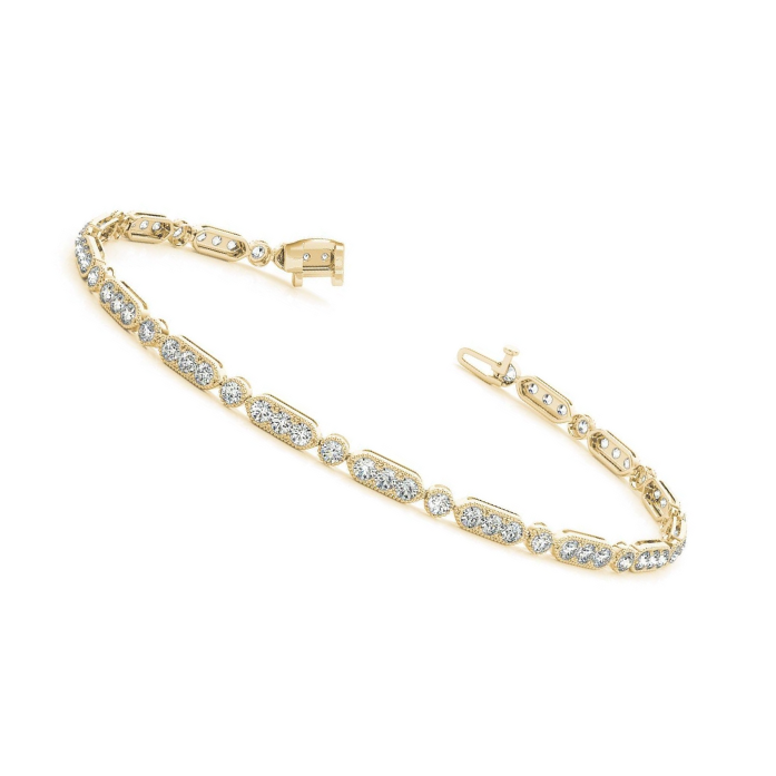 5.12 Carats Yellow Gold Round Lab Grown Diamond Bracelet