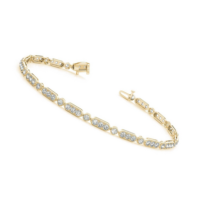 5.12 Carats Yellow Gold Round Lab Grown Diamond Bracelet