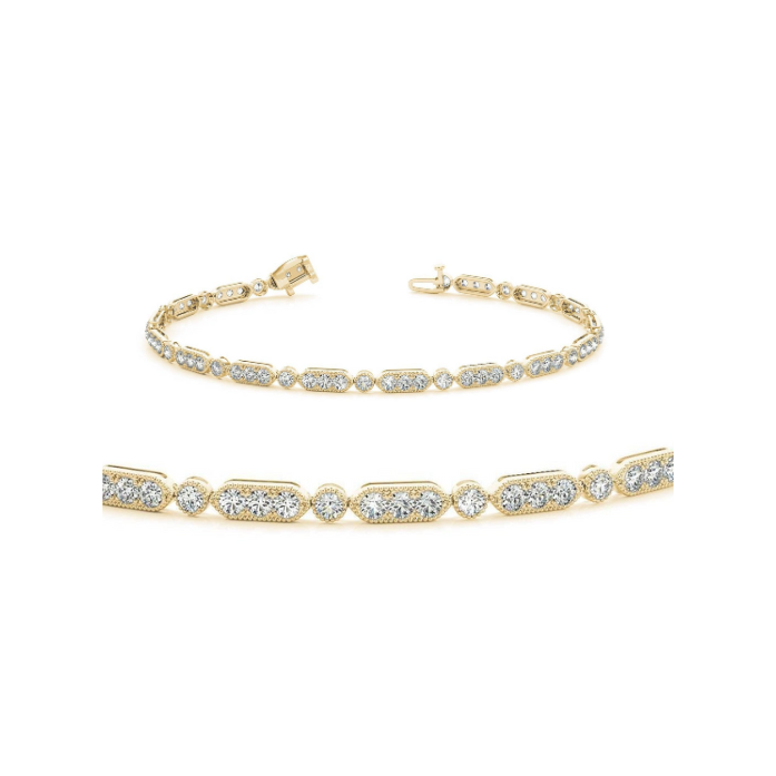 5.12 Carats Yellow Gold Round Lab Grown Diamond Bracelet