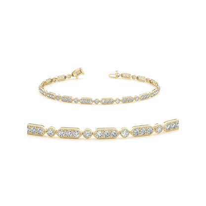 5.12 Carats Yellow Gold Round Lab Grown Diamond Bracelet