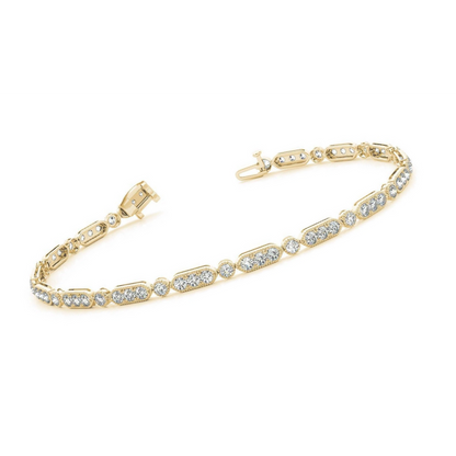 5.12 Carats Yellow Gold Round Lab Grown Diamond Bracelet