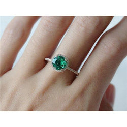 5.25 Ct Green Emerald With Diamond Ring White Gold 14K