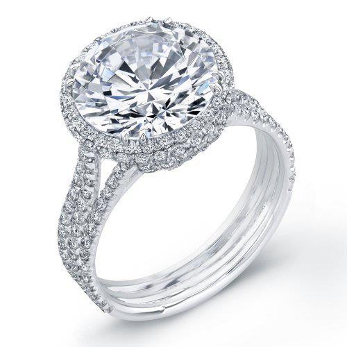 5.50 Carats Round Diamond Wedding Ring Halo