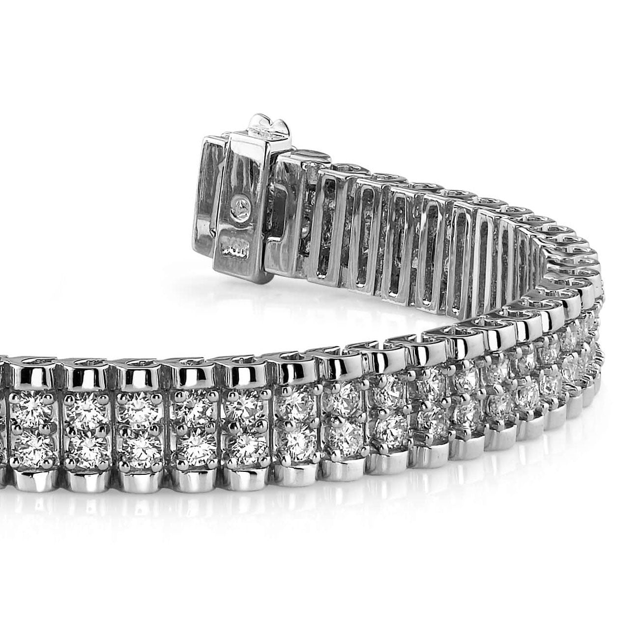 5.50 Carats Round Cut Grand Double Lab Grown Diamonds Bracelet White Gold 14K
