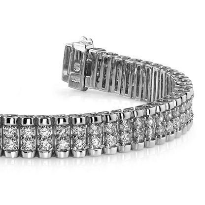 5.50 Carats Round Cut Grand Double Lab Grown Diamonds Bracelet White Gold 14K