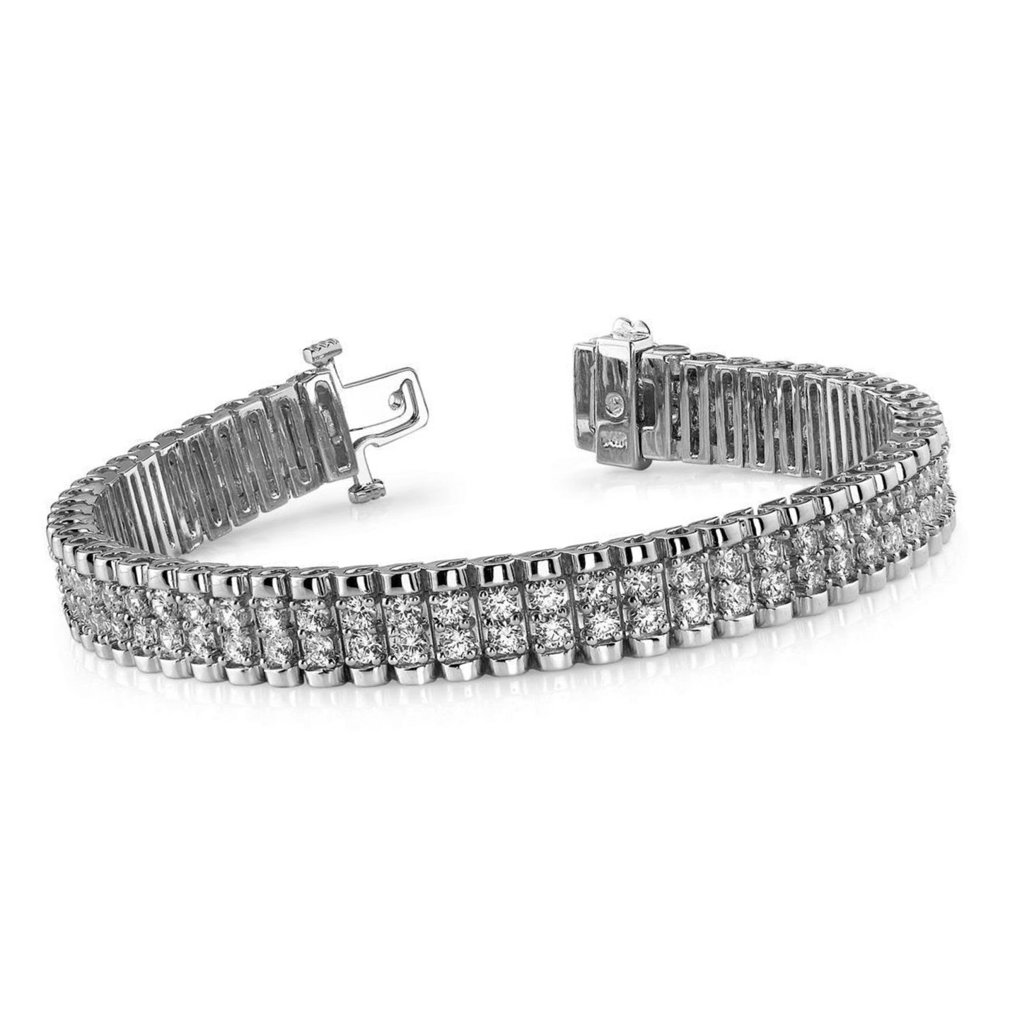 5.50 Carats Round Cut Grand Double Lab Grown Diamonds Bracelet White Gold 14K