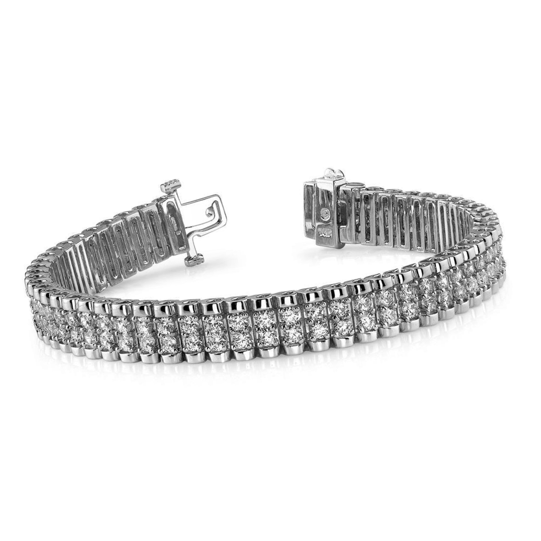 5.50 Carats Round Cut Grand Double Lab Grown Diamonds Bracelet White Gold 14K