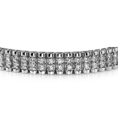5.50 Carats Round Cut Grand Double Lab Grown Diamonds Bracelet White Gold 14K