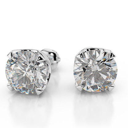 5.50 Carats Round Cut Lab Grown Diamond Studs Earrings Gold White