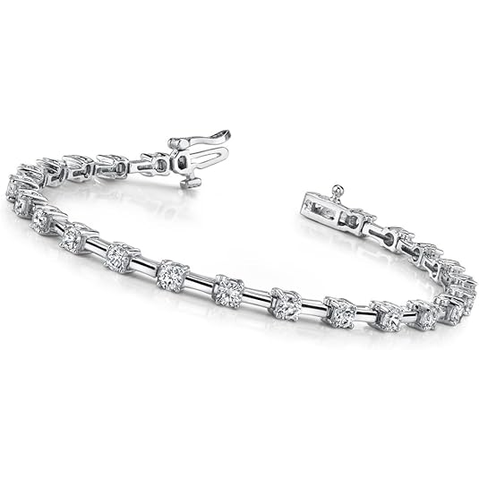 5.75 Ct Round Cut Prong Link Lab Grown Diamond Bracelet Solid Gold White 10K